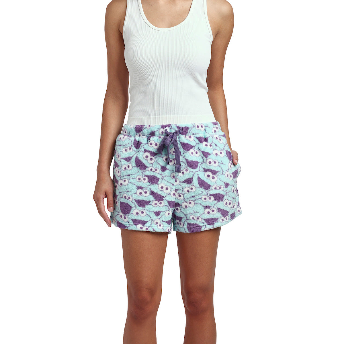 Sesame Street Cookie Monster All-Over Print Women’s Drawstring Lounge Shorts