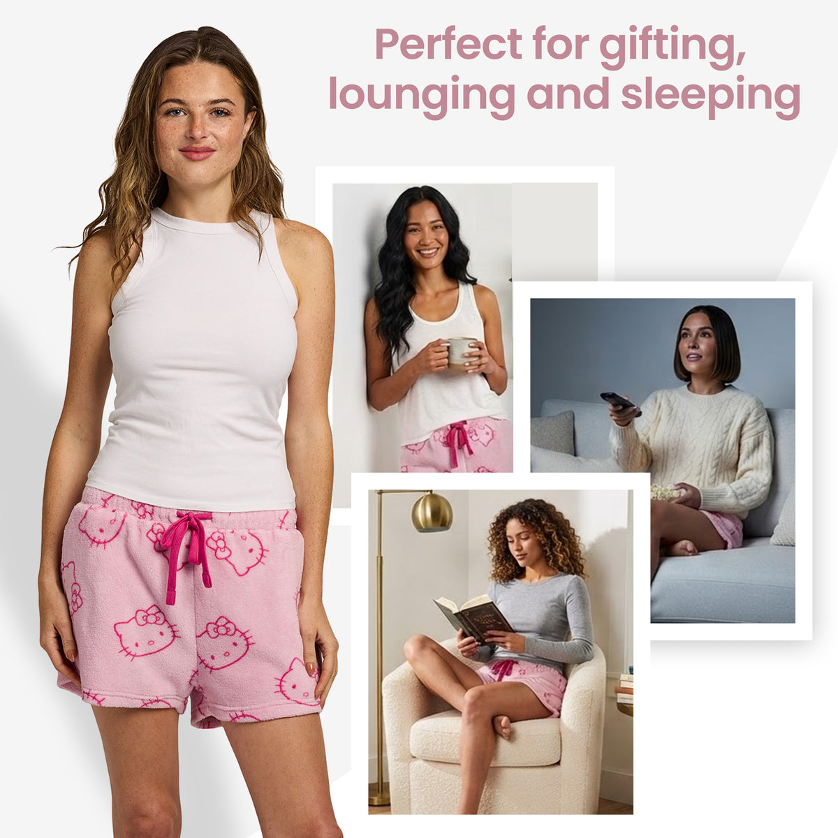Hello Kitty All-Over Print Women's Plush Shorts