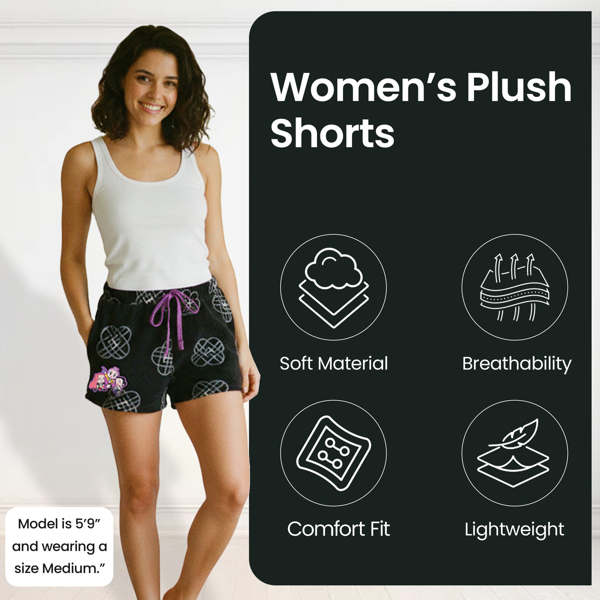 KPop Demon Hunters All-Over Print Women's Plush Shorts With Drawstring And Pockets