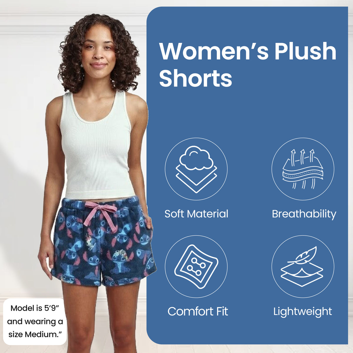 Disney's Stitch All-Over Print Women's Plush Shorts