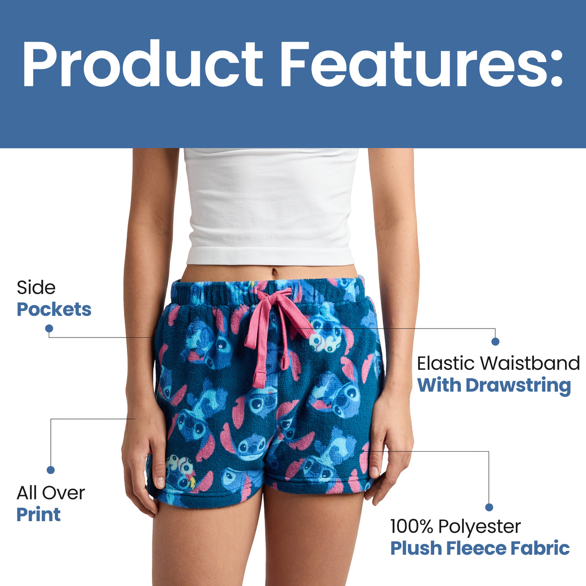 Disney's Stitch All-Over Print Women's Plush Shorts