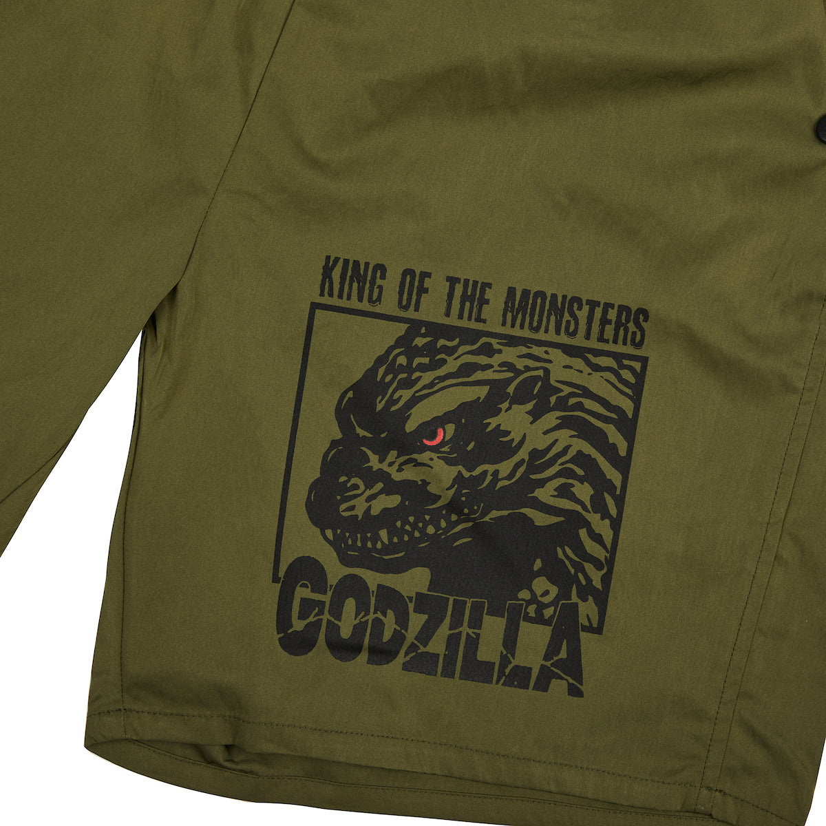 Godzilla Monster & Kanji Men's Olive Green Lounge Shorts