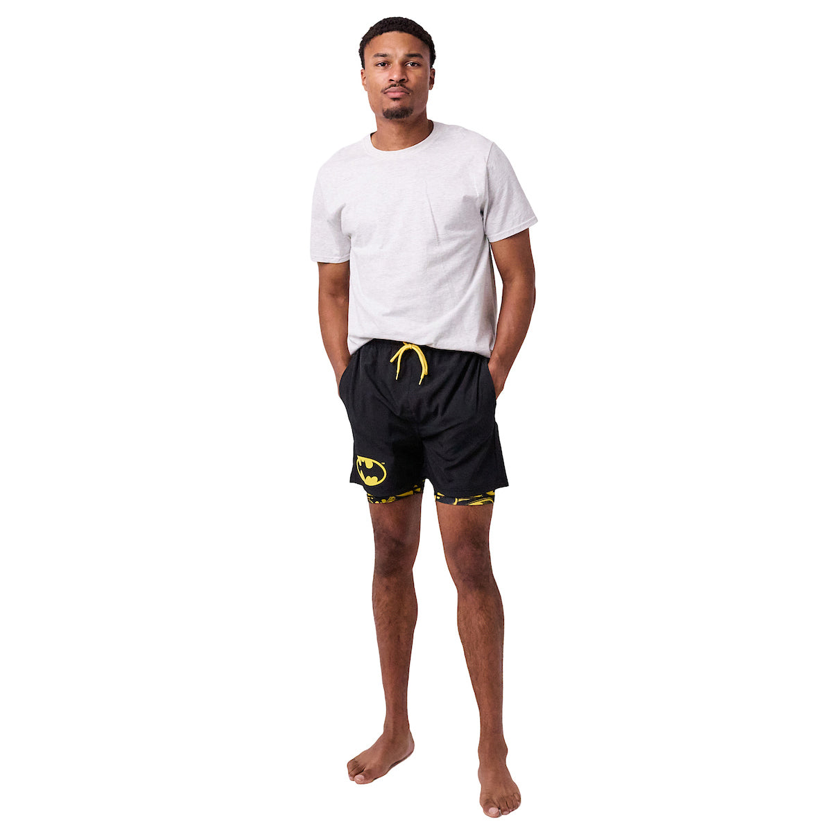 Batman Logo Men's Black Gym Pajama Shorts