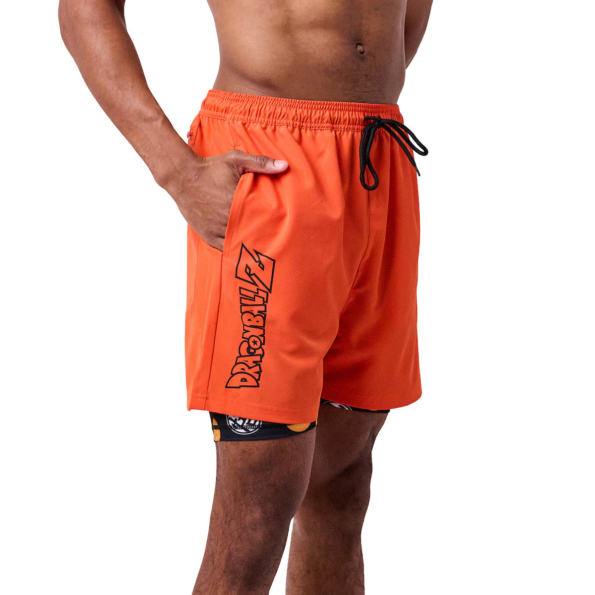 Dragon Ball Z Dragon Balls & Kanji Men's Orange Gym Pajama Shorts