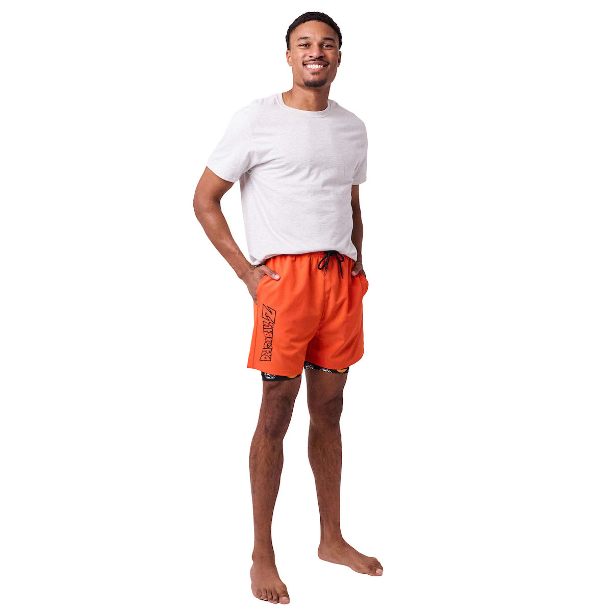 Dragon Ball Z Dragon Balls & Kanji Men's Orange Gym Pajama Shorts