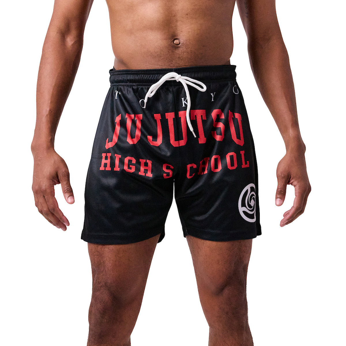 Jujutsu Kaisen High School Men's Black Active Mesh Shorts
