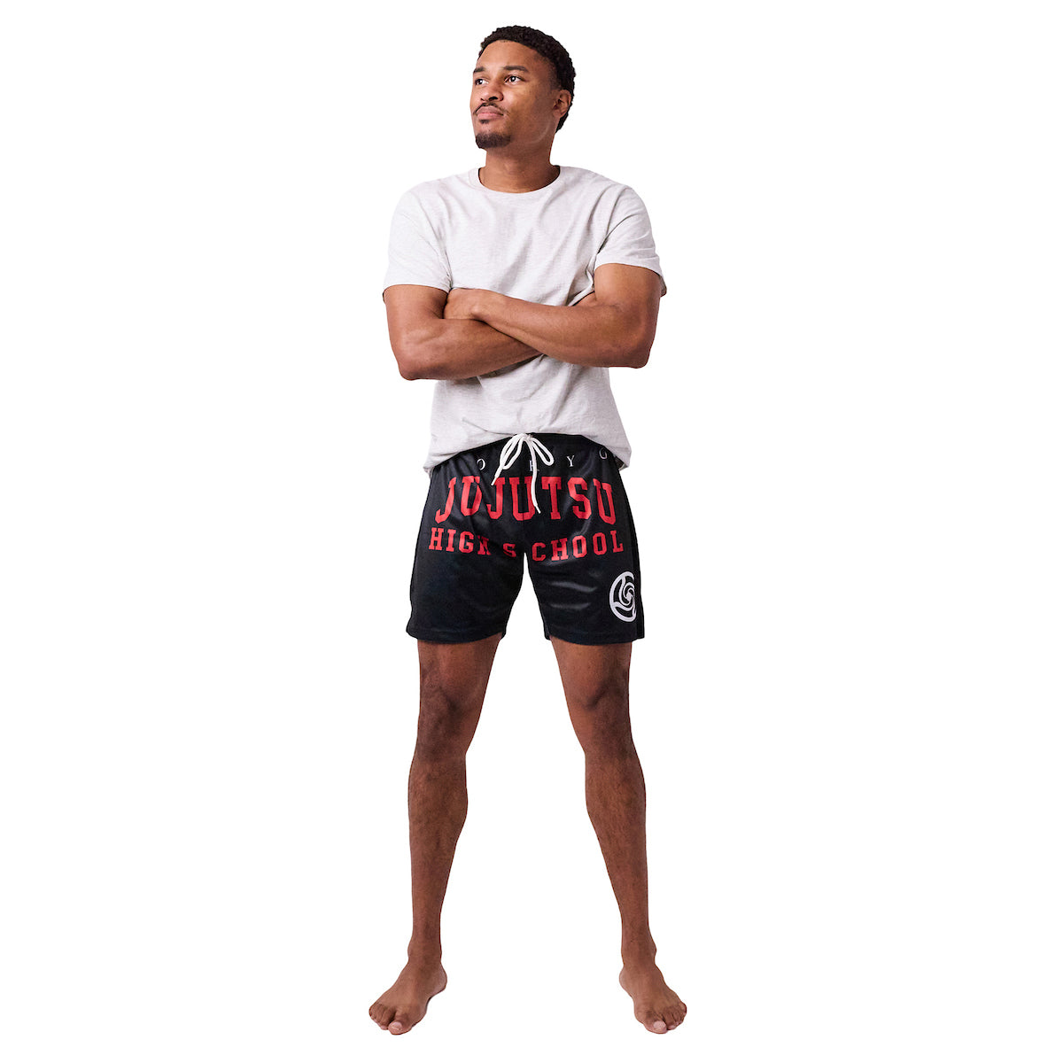 Jujutsu Kaisen High School Men's Black Active Mesh Shorts