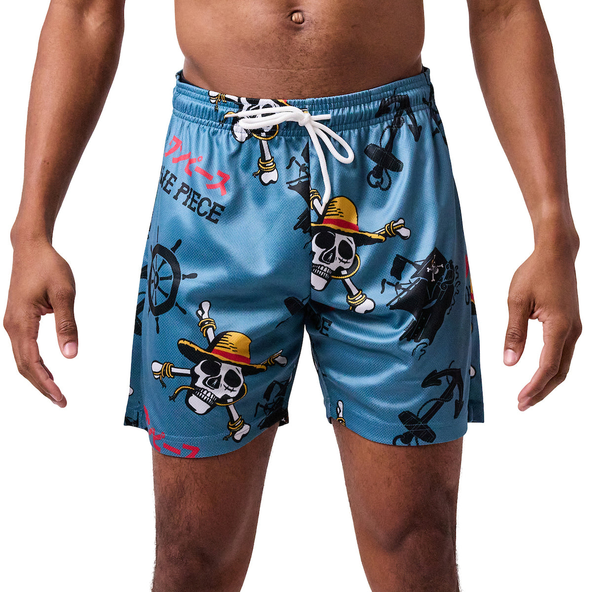 One Piece Live Action Straw Hat Pirate icons All-Over Print Men's Dark Blue Active Mesh Shorts