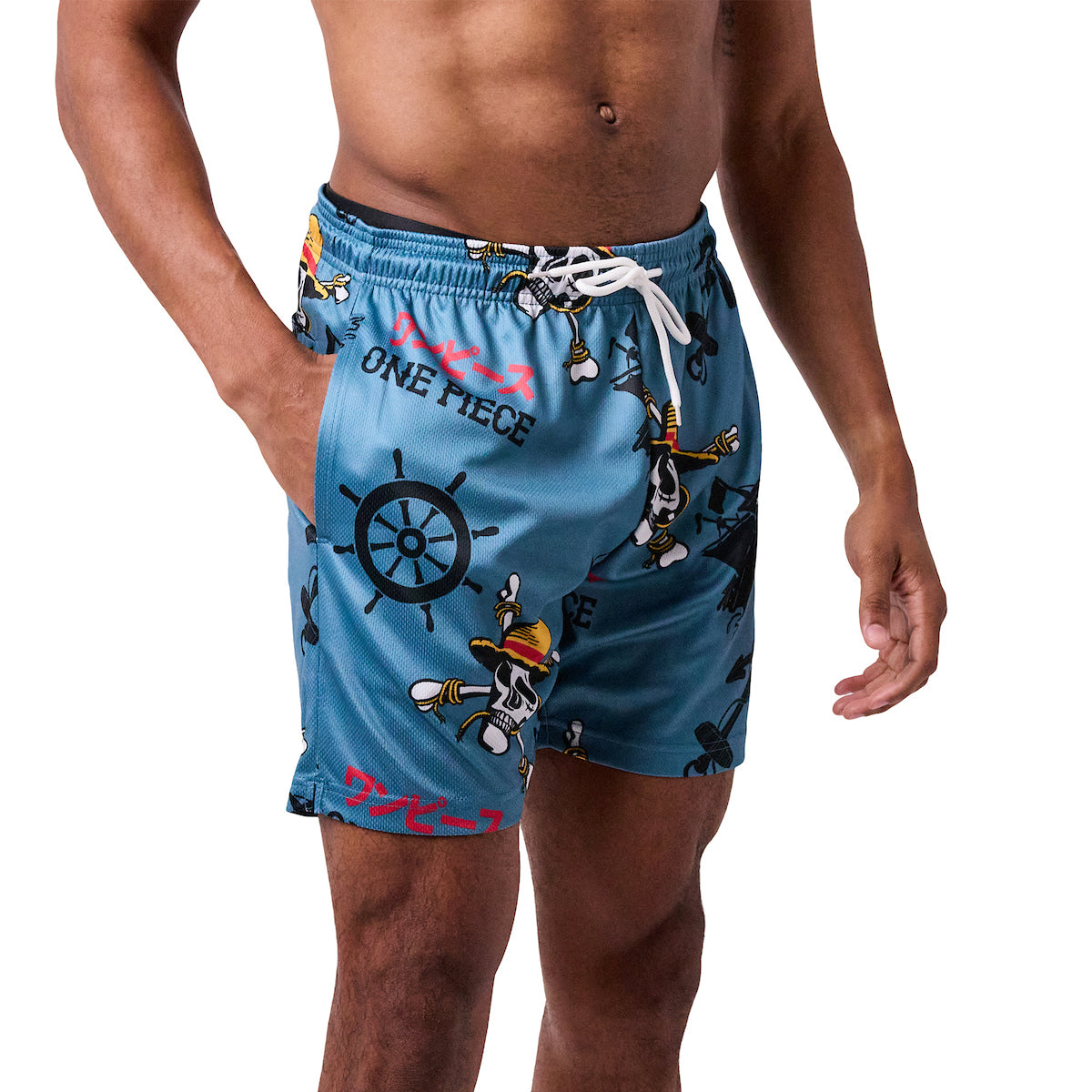 One Piece Live Action Straw Hat Pirate icons All-Over Print Men's Dark Blue Active Mesh Shorts