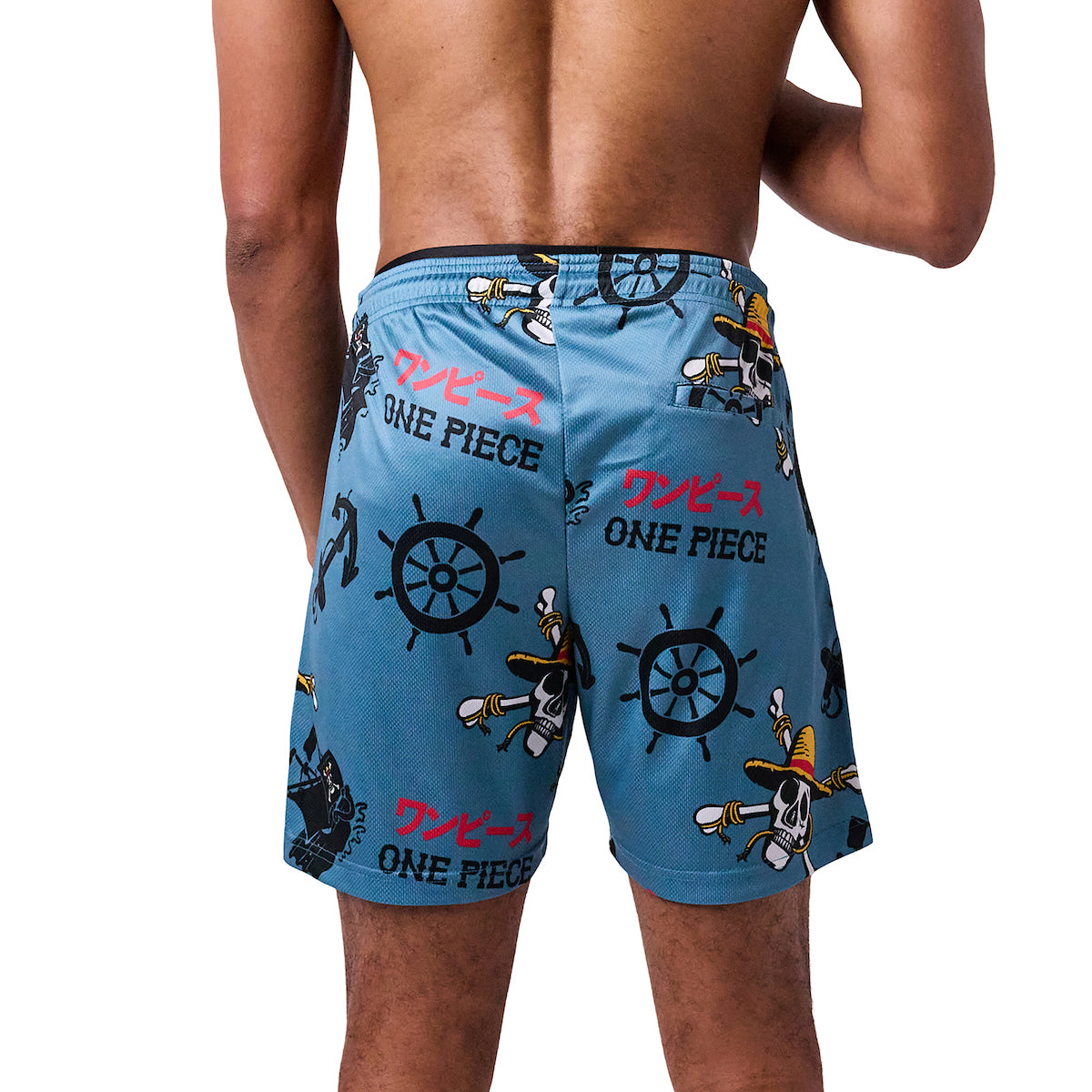 One Piece Live Action Straw Hat Pirate icons All-Over Print Men's Dark Blue Active Mesh Shorts