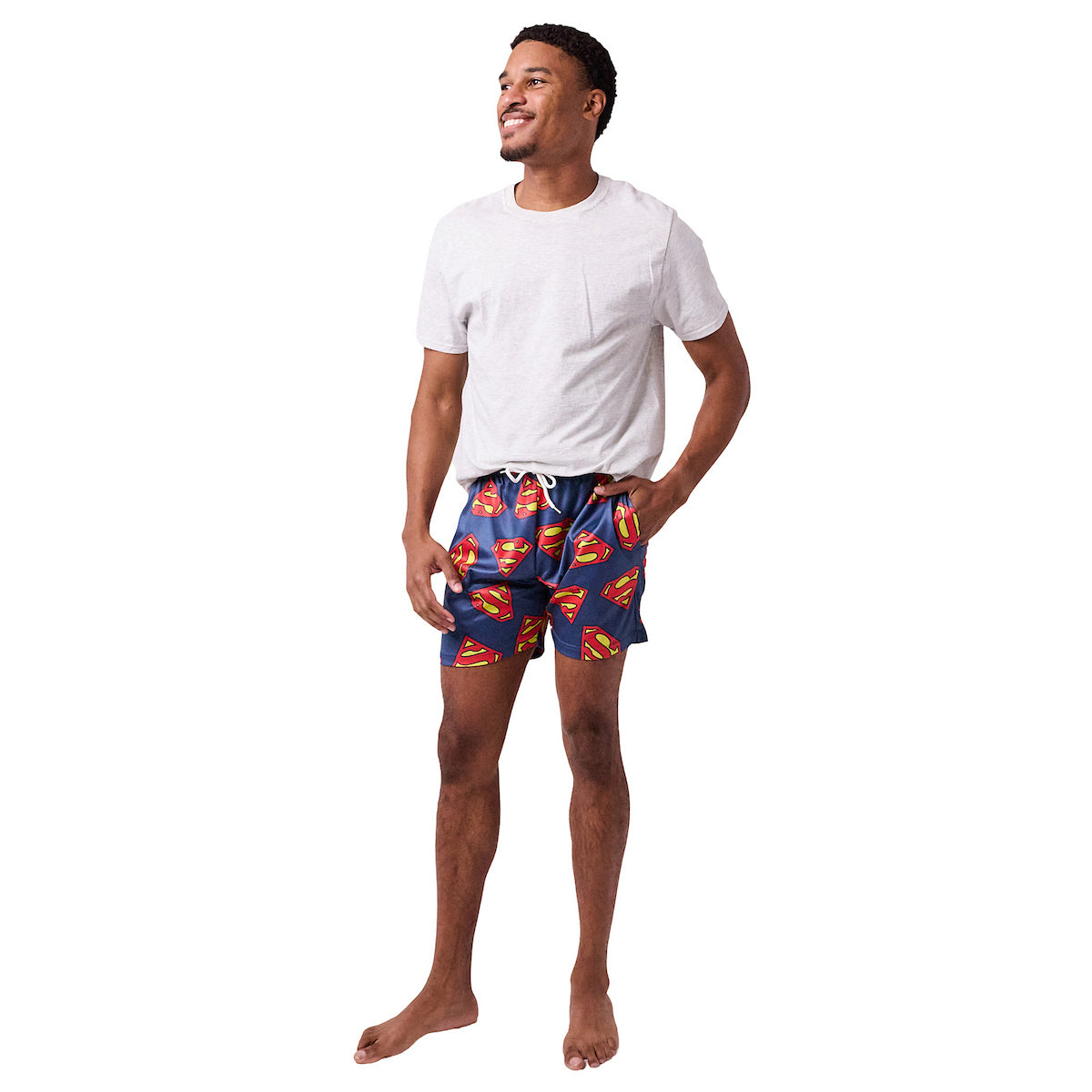 Superman Logo All-Over Print Men's Navy Active Mesh Shorts