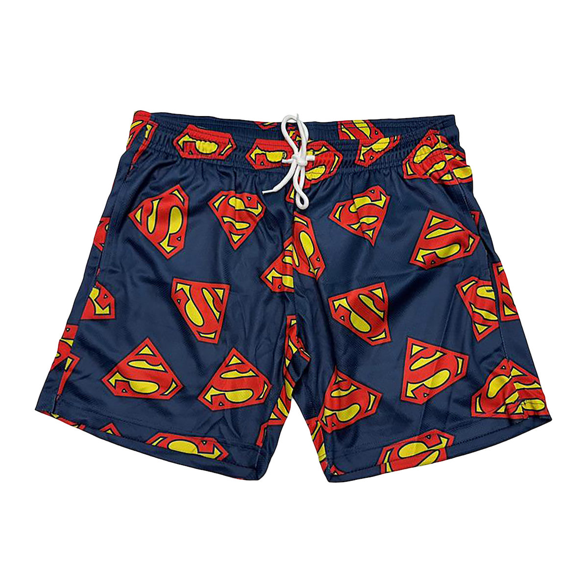 Superman Logo All-Over Print Men's Navy Active Mesh Shorts