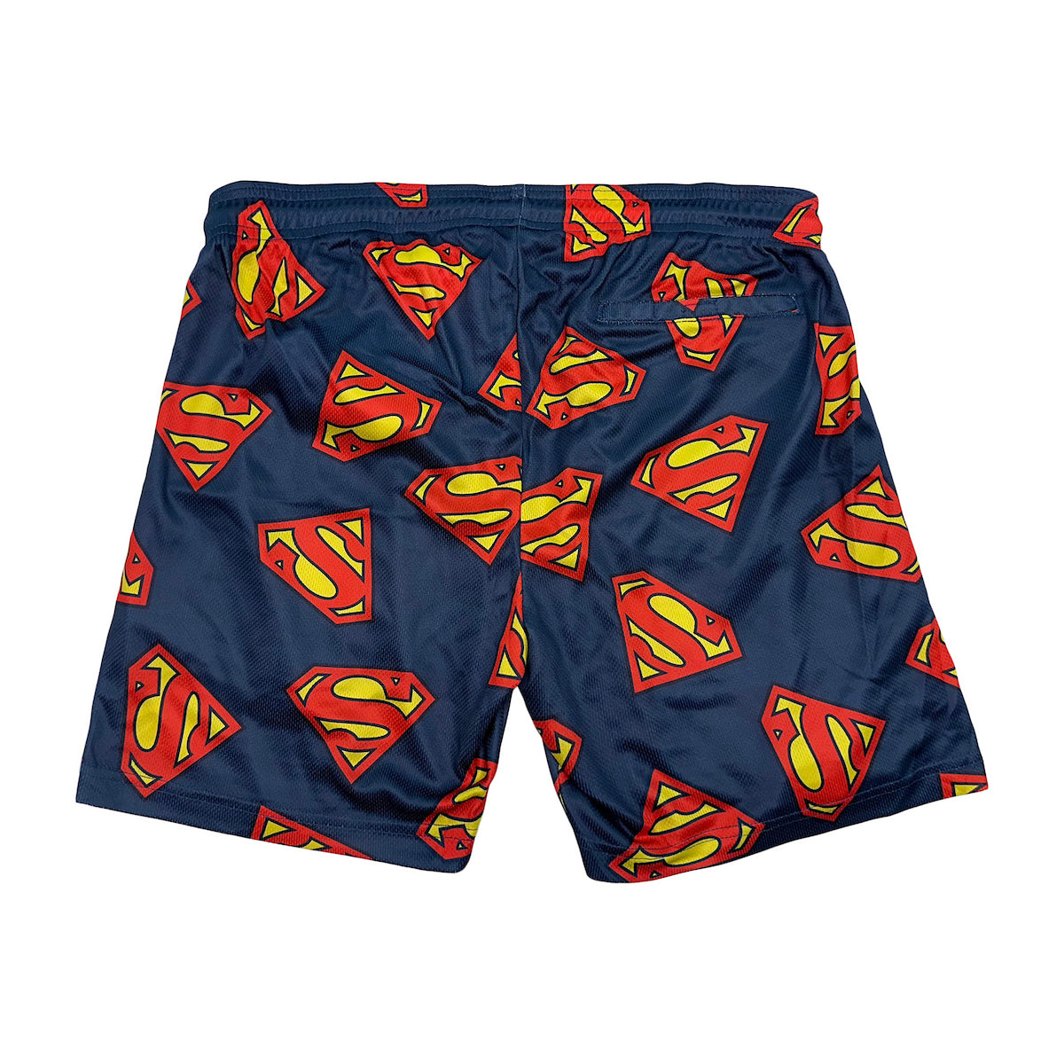 Superman Logo All-Over Print Men's Navy Active Mesh Shorts