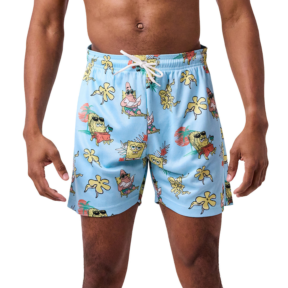 Spongebob Squarepants Beach Day All-Over Print Men's Blue Active Mesh Shorts