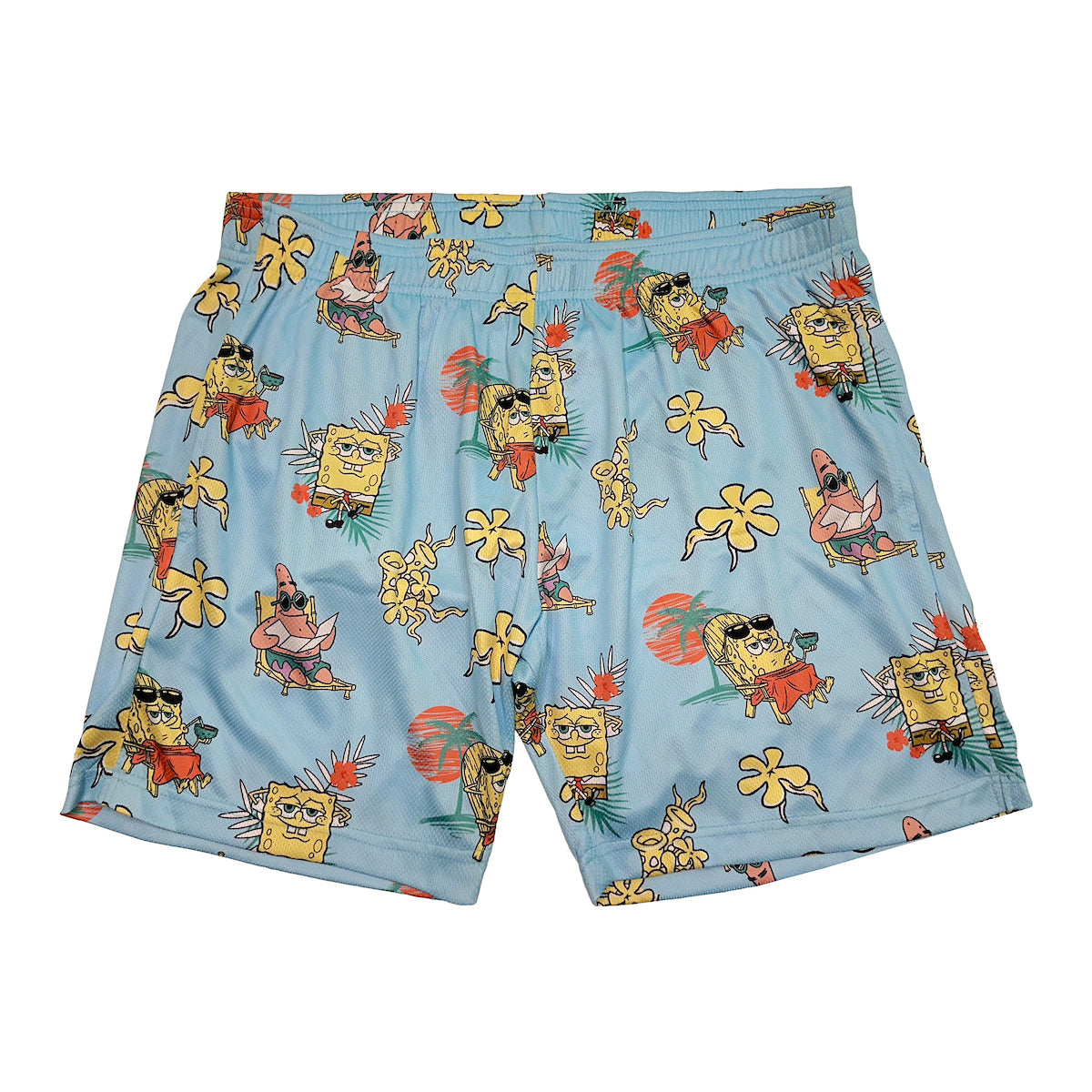 Spongebob Squarepants Beach Day All-Over Print Men's Blue Active Mesh Shorts