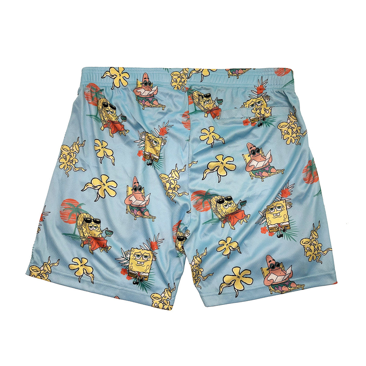 Spongebob Squarepants Beach Day All-Over Print Men's Blue Active Mesh Shorts