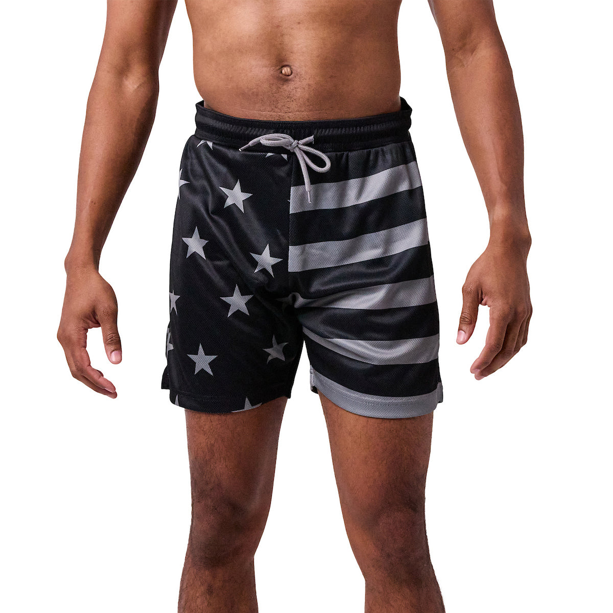Dark-Toned American Flag Men's Active Mesh Shorts