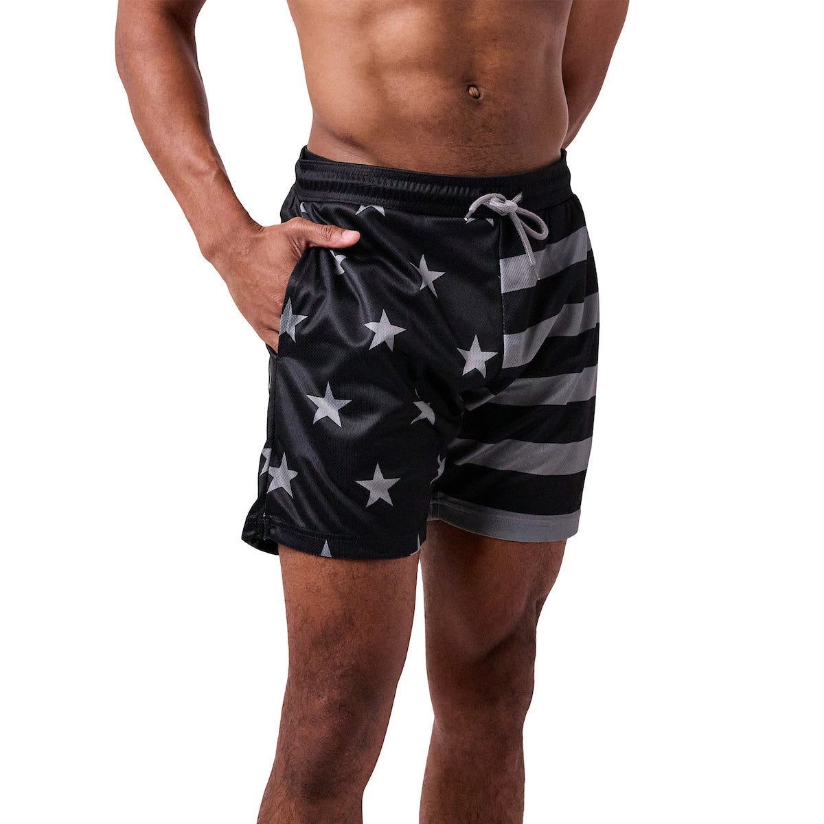 Dark-Toned American Flag Men's Active Mesh Shorts
