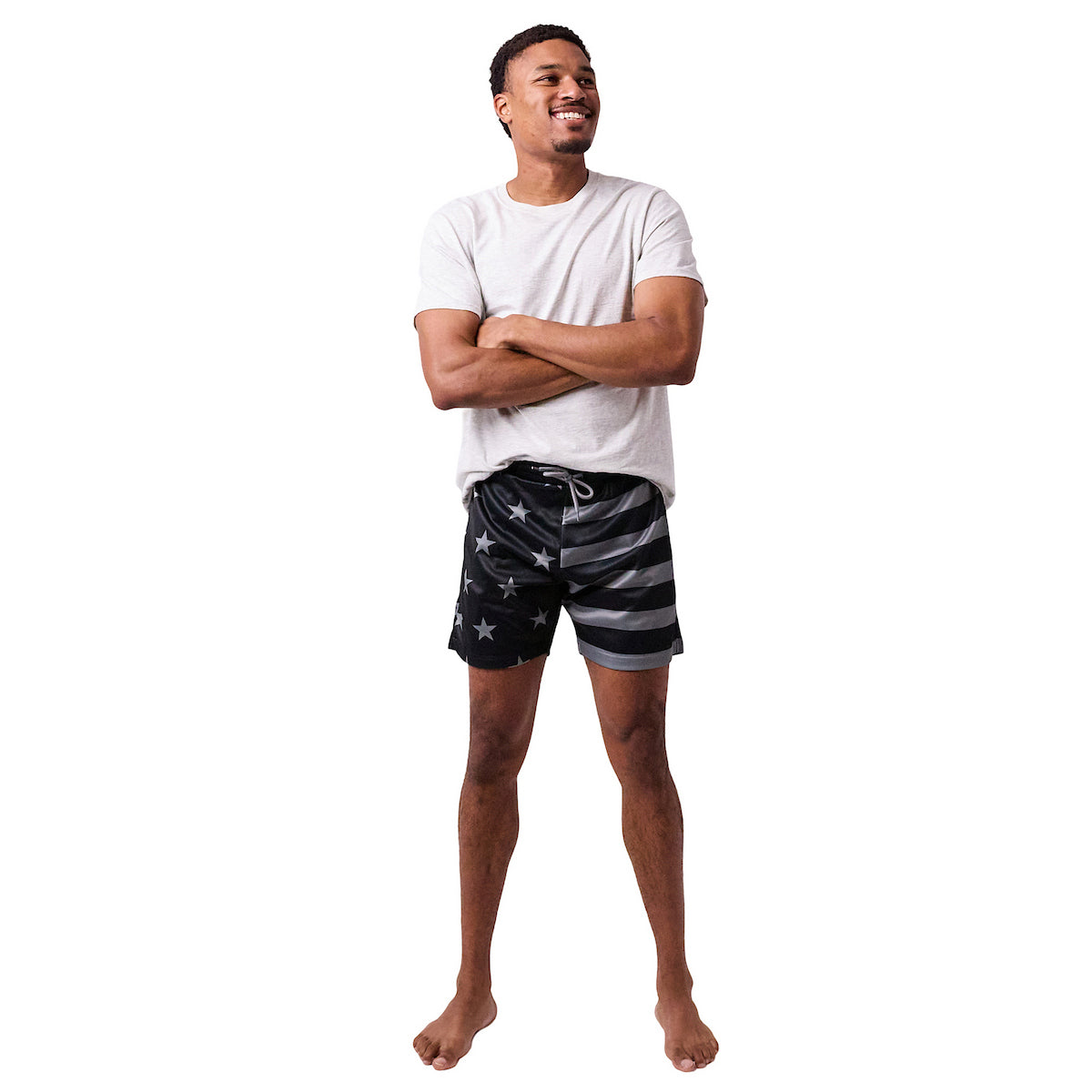 Dark-Toned American Flag Men's Active Mesh Shorts