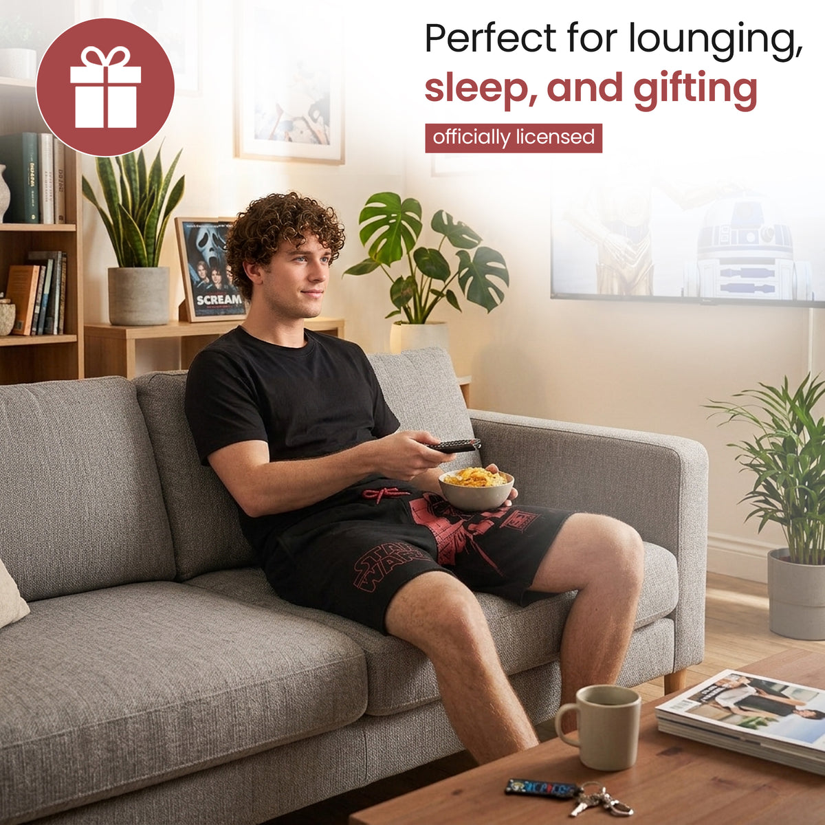 Star Wars Darth Vader Men's Black Cotton Fleece Lounge Shorts