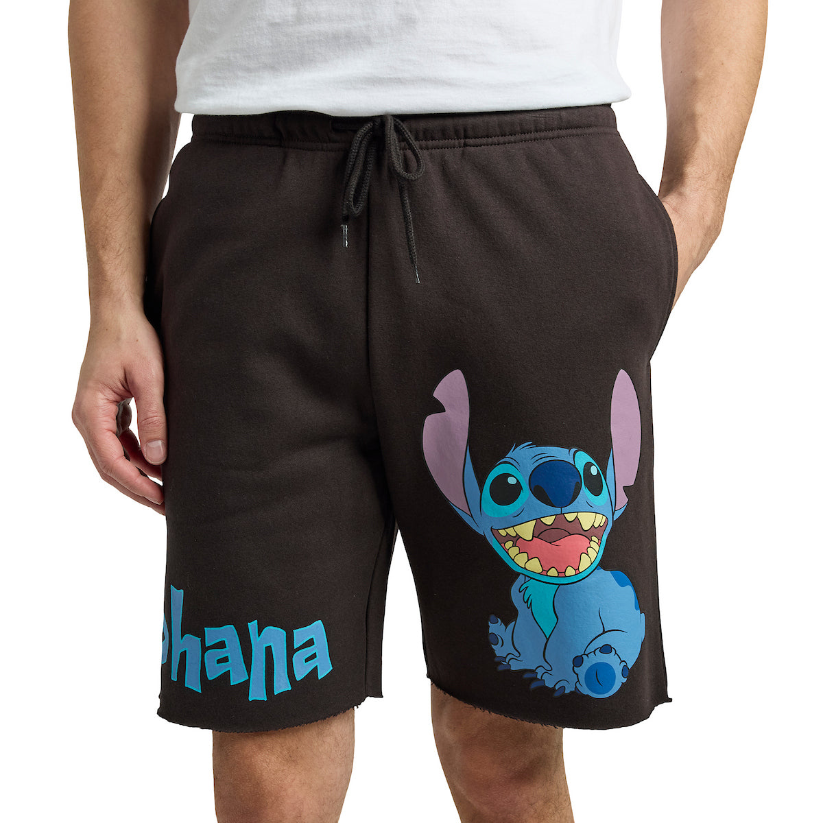 Lilo & Stitch Ohana Men's Black Cotton Fleece Lounge Shorts