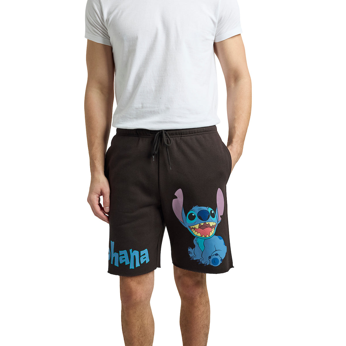 Lilo & Stitch Ohana Men's Black Cotton Fleece Lounge Shorts