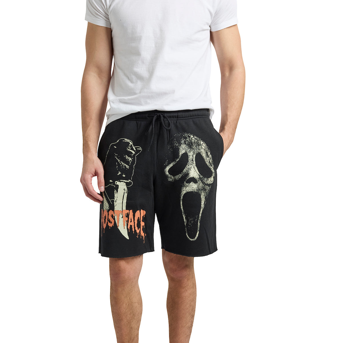Ghostface Character With Knife Men's Black Sleep Pajama Shorts