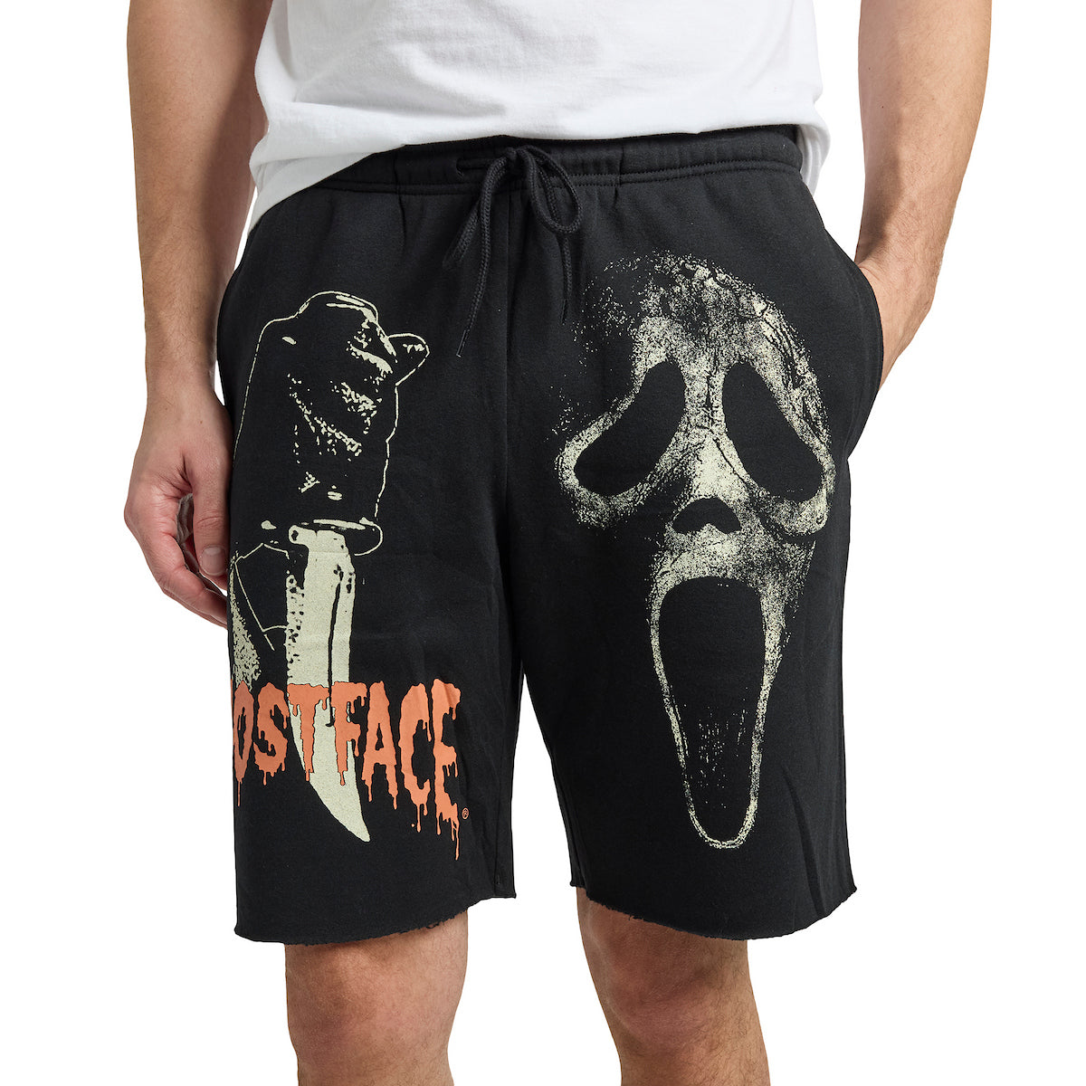 Ghostface Character With Knife Men's Black Sleep Pajama Shorts
