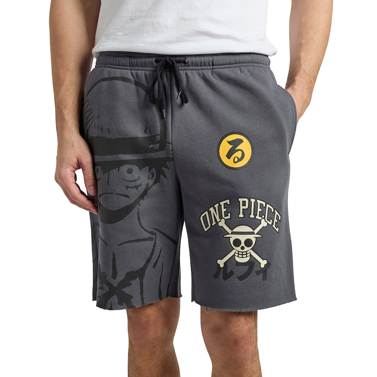 One Piece Luffy & Logo Men's Gray Sleep Pajama Shorts