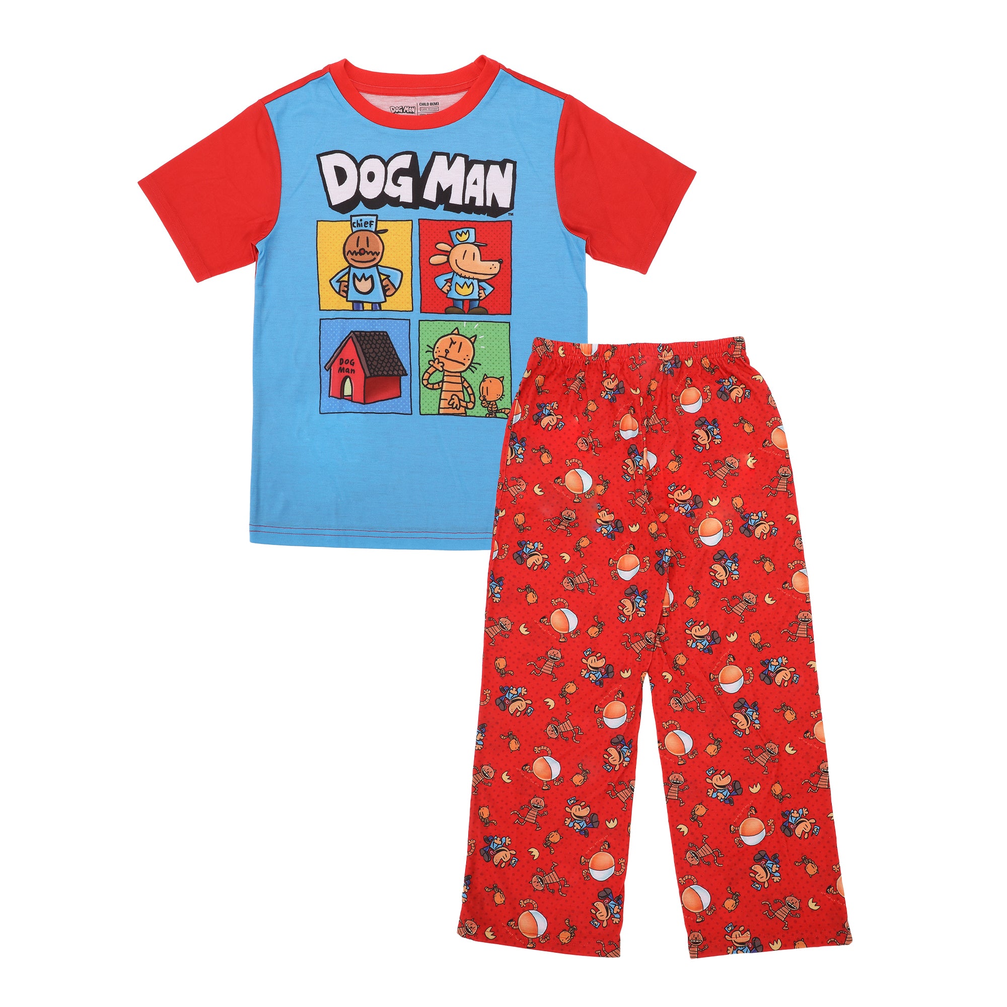 Dog Man Character Grid Boy's 2-Pack Pajama Set