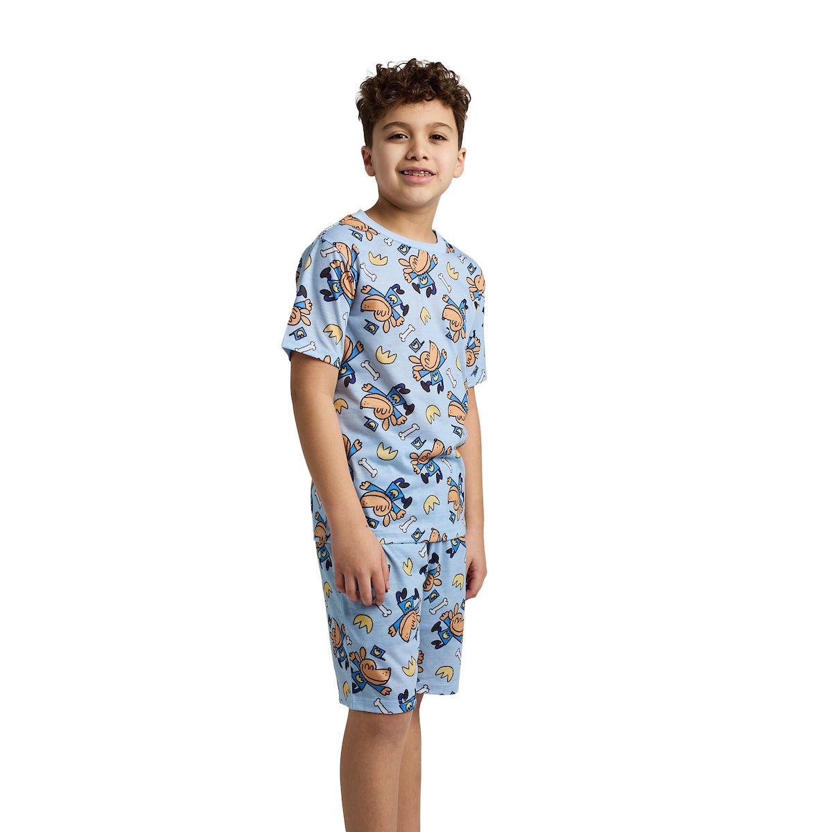 Dog Man Character Print Boy's 4-Pack Pajama Set