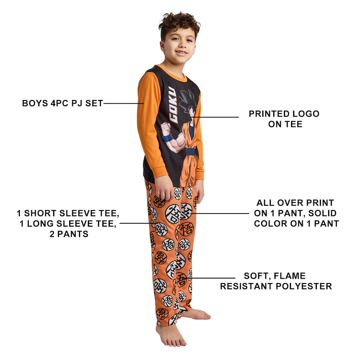 Dragon Ball Z Group Shot Boy's 4-Pack Pajama Set
