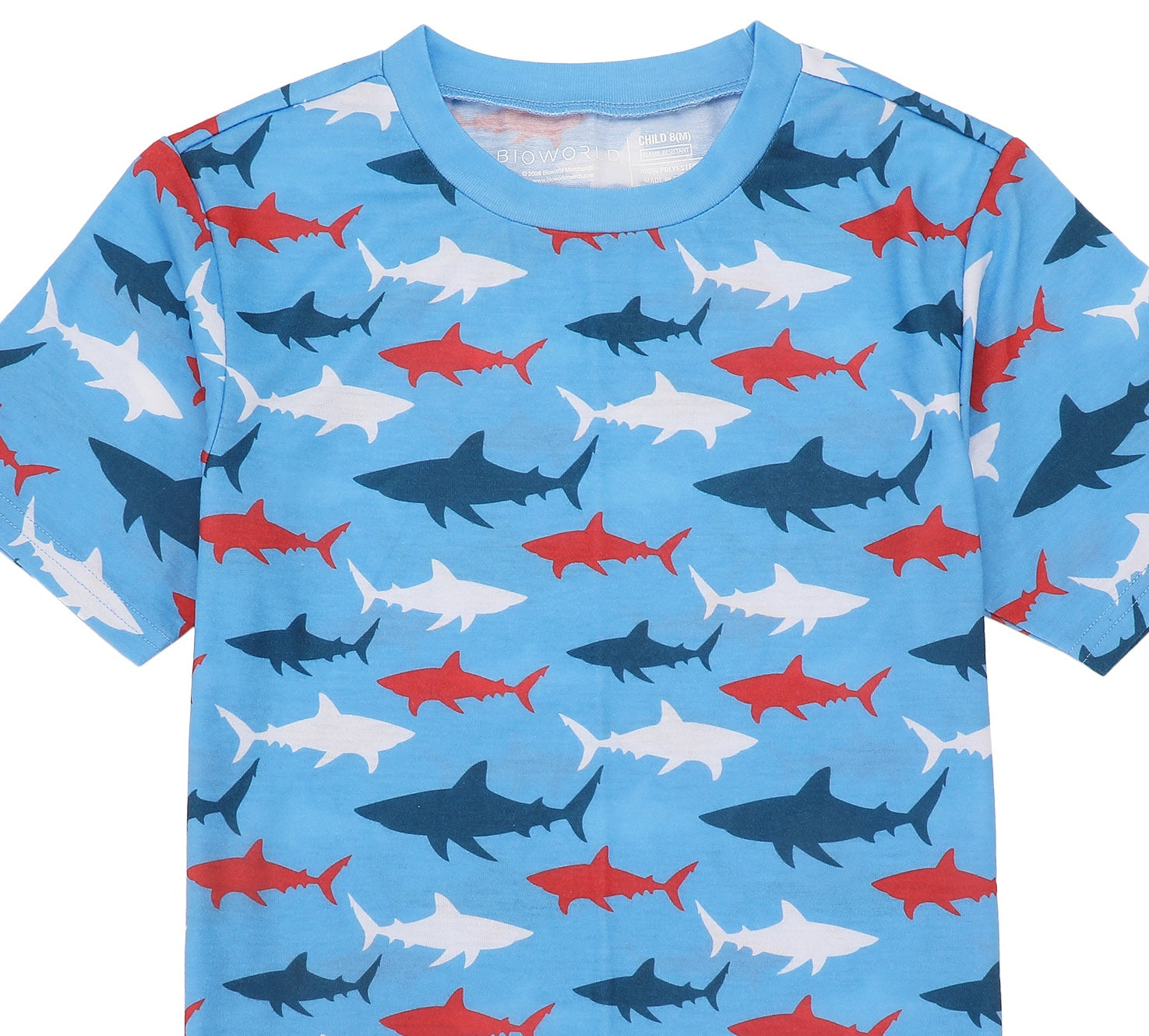 Shark AOP Boy's 4-Piece Short Sleeve Tee and Short Set