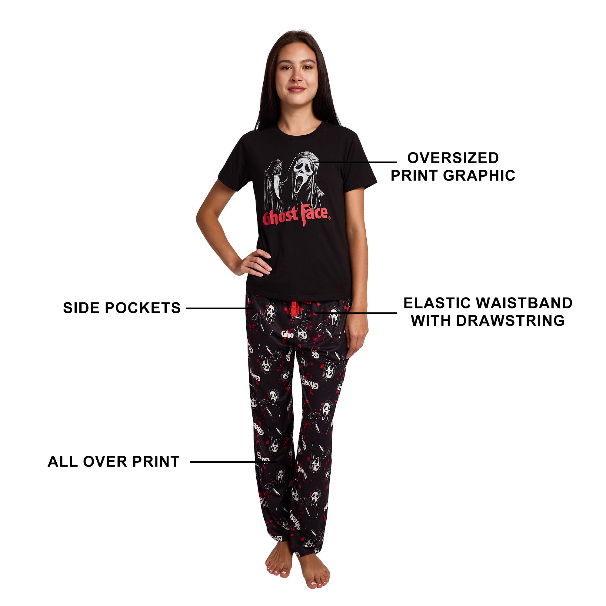 Ghostface Wielding Knife Women's 2-Pack Pajama Set