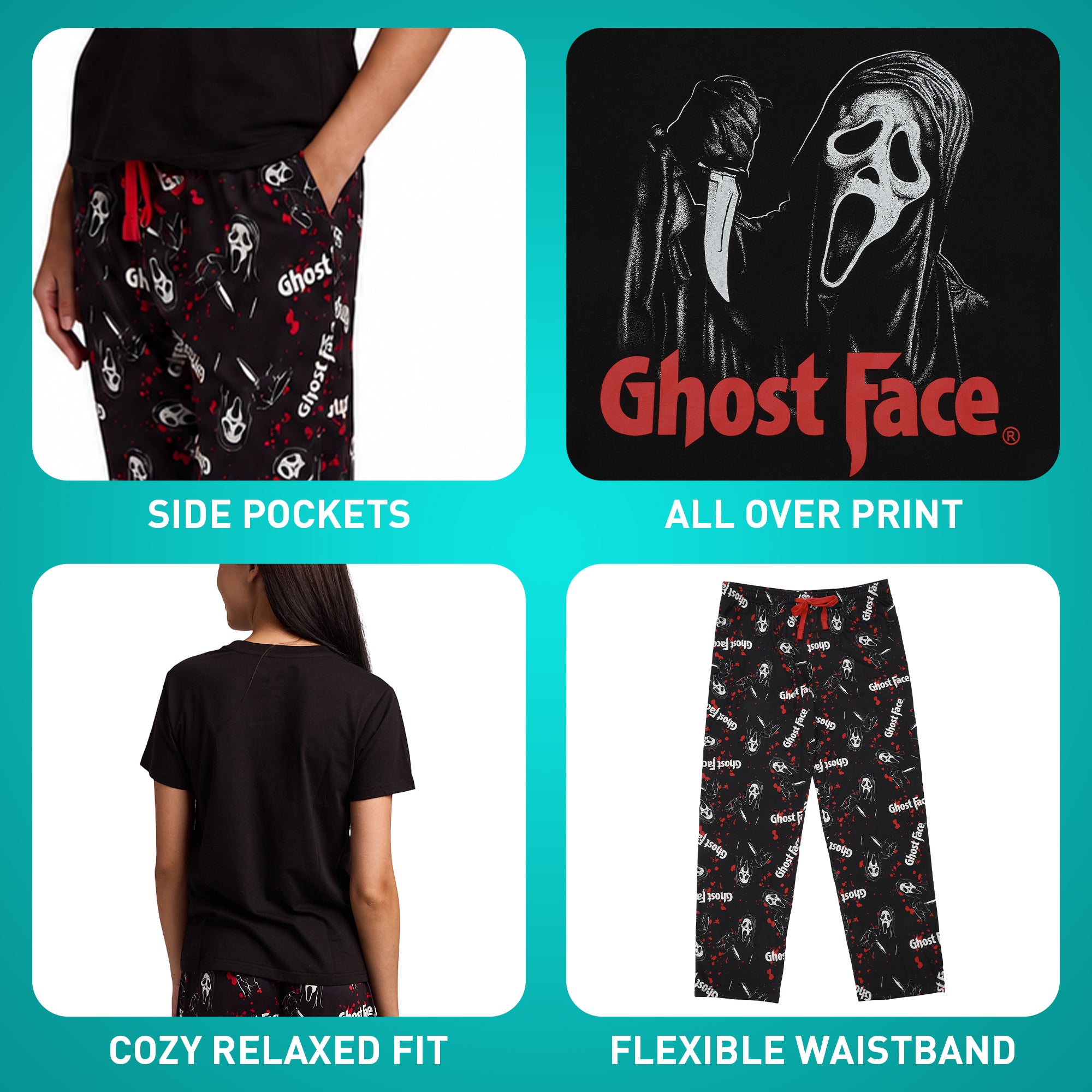 Ghostface Wielding Knife Women's 2-Pack Pajama Set