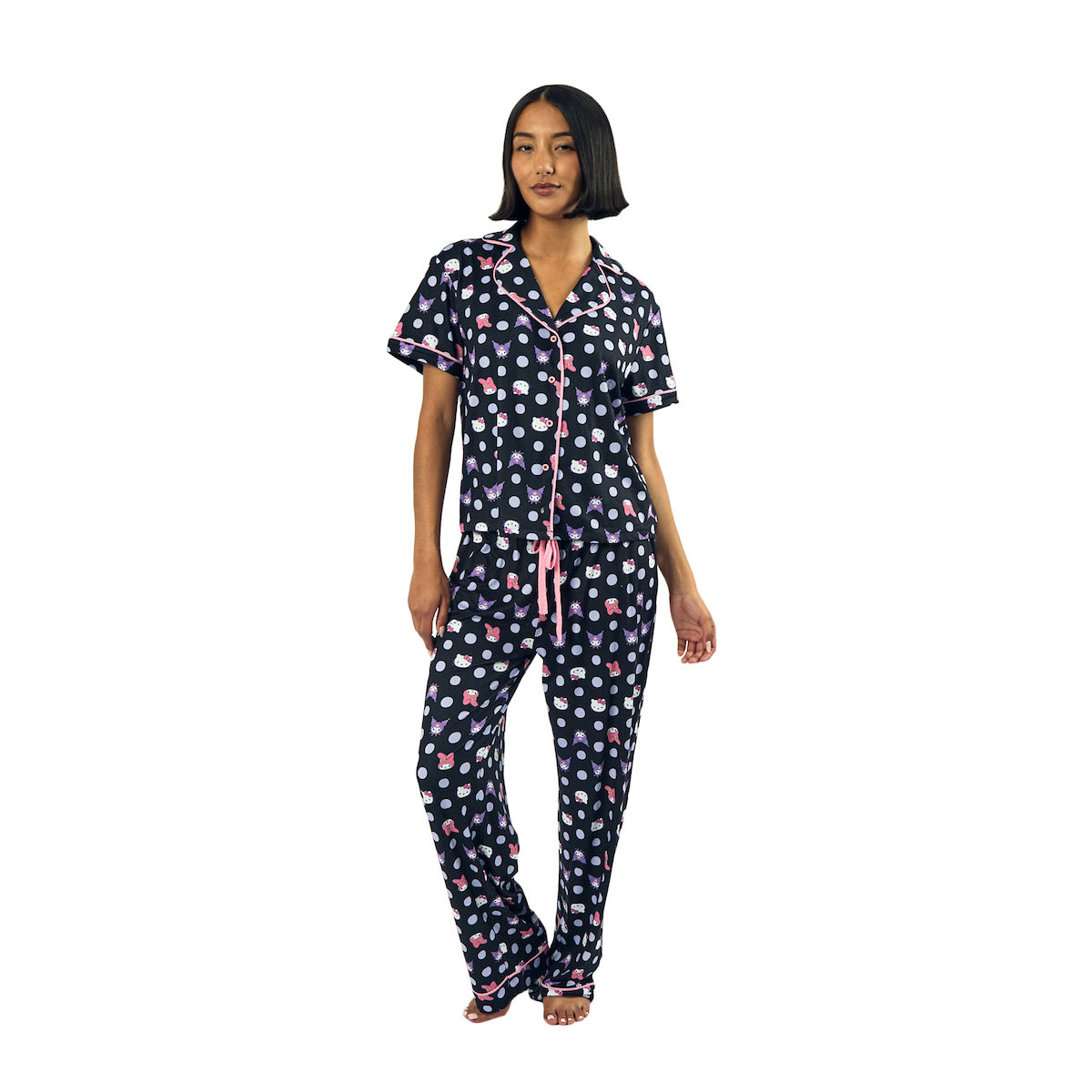 Hello Kitty & Friends Character Heads Women's Polka Dot Sleep Shirt & Pants Set
