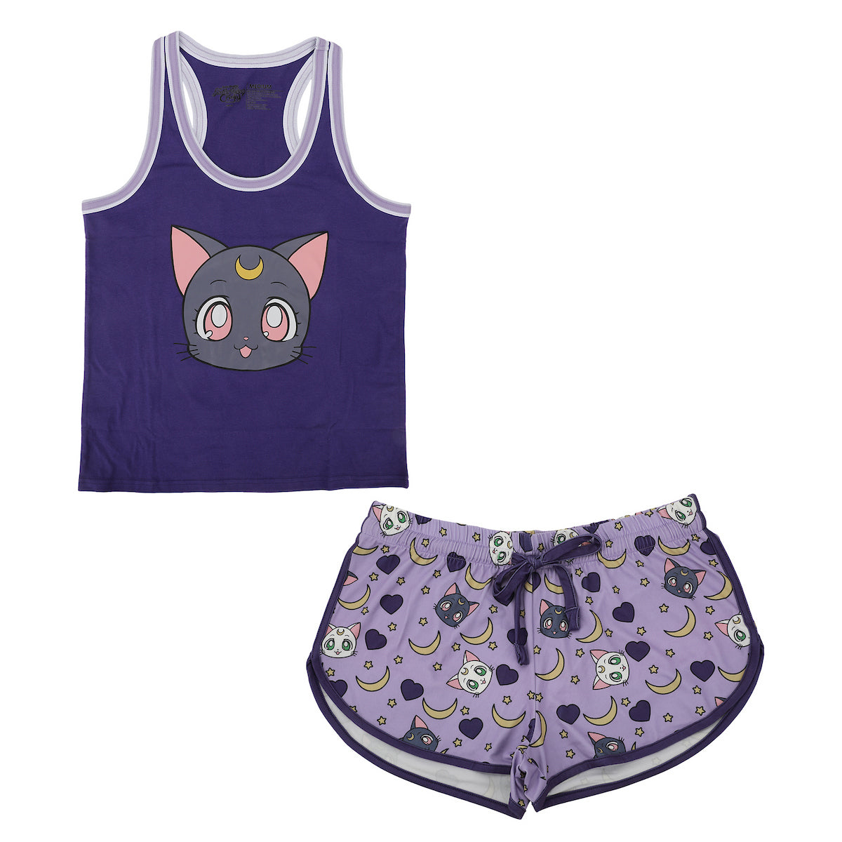 Sailor Moon Luna Cat Women's Racerback Tank Sleepwear Set With Dolphin Short