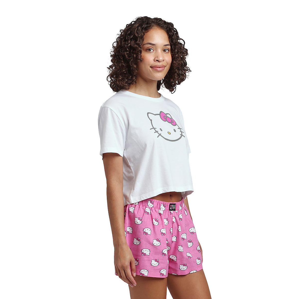 Hello Kitty Crop Tee and Polka Dot Shorts Sleepwear Set