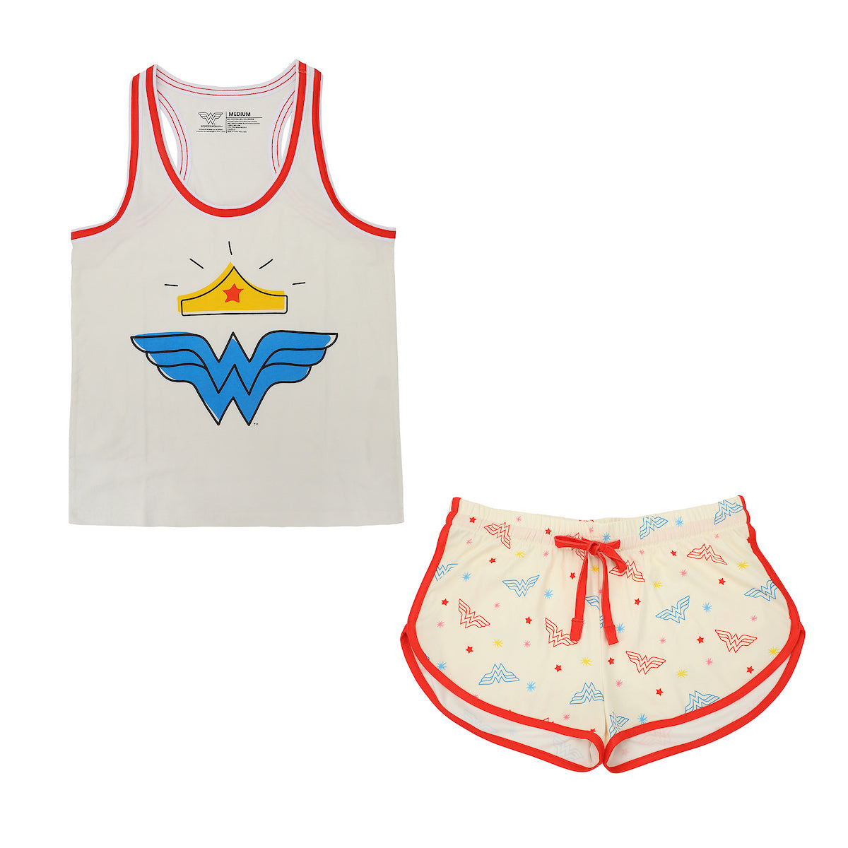 Wonder Woman Tiara & Logo Women's 2-Pack Racer Tank & Dolphin Shorts Sleep Set