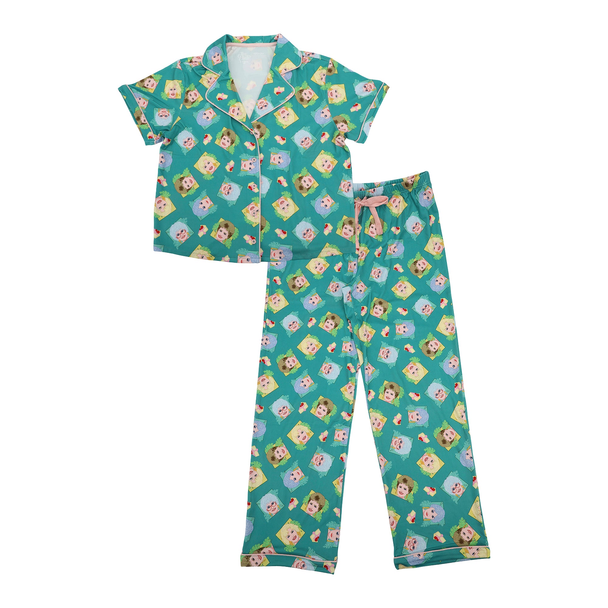 Golden Girls Characters All-Over Print Women's Button-Down Shirt And Pants 2-Piece Pajama Set