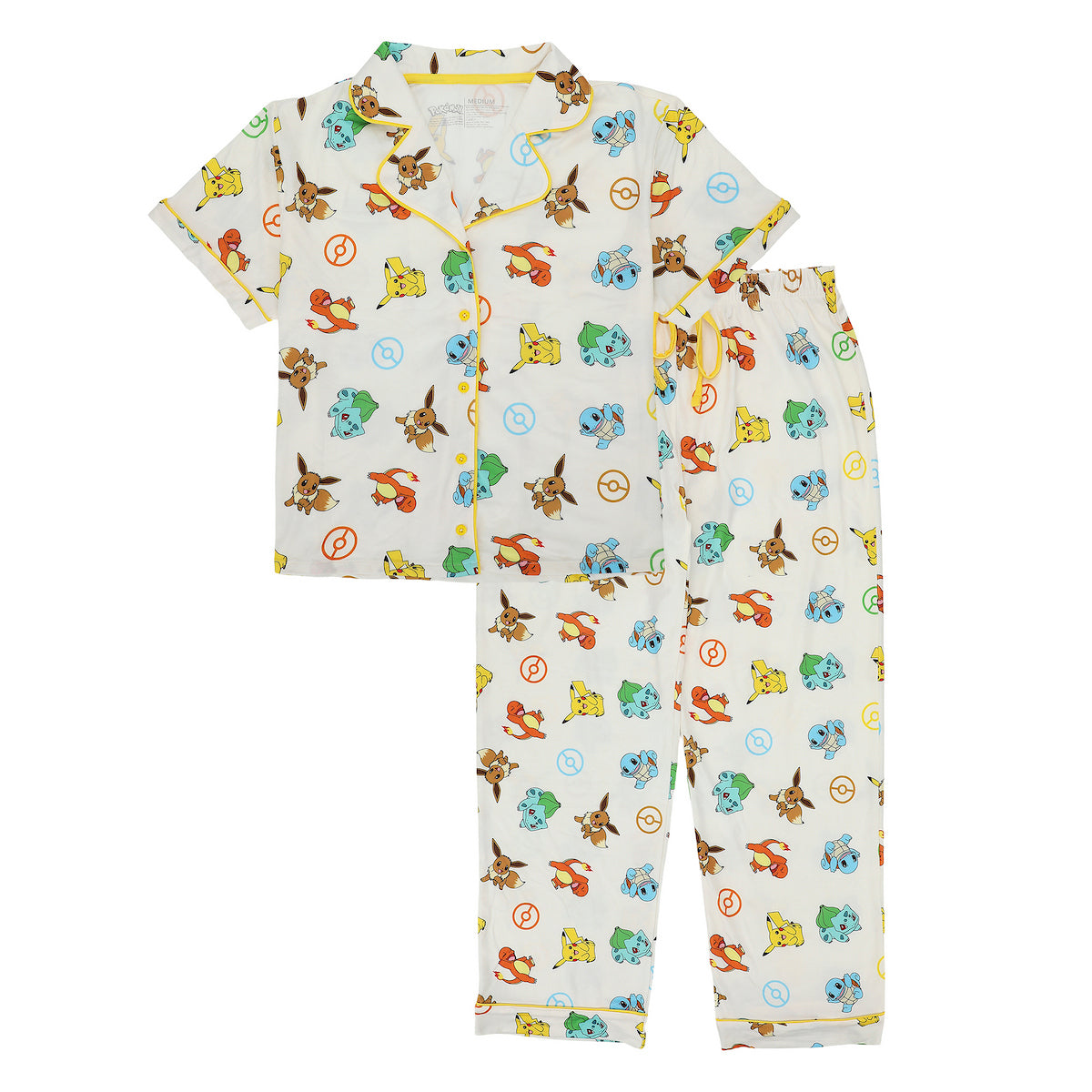 Pokemon All-Over Print Women’s Button-Down Shirt And Pants 2-Piece Pajama Set