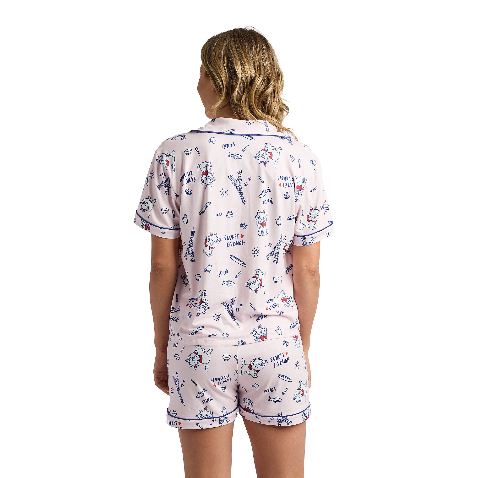 Disney The Aristocats Marie Women's Notch Collar Button-Down Shirt and Shorts Sleepwear Set