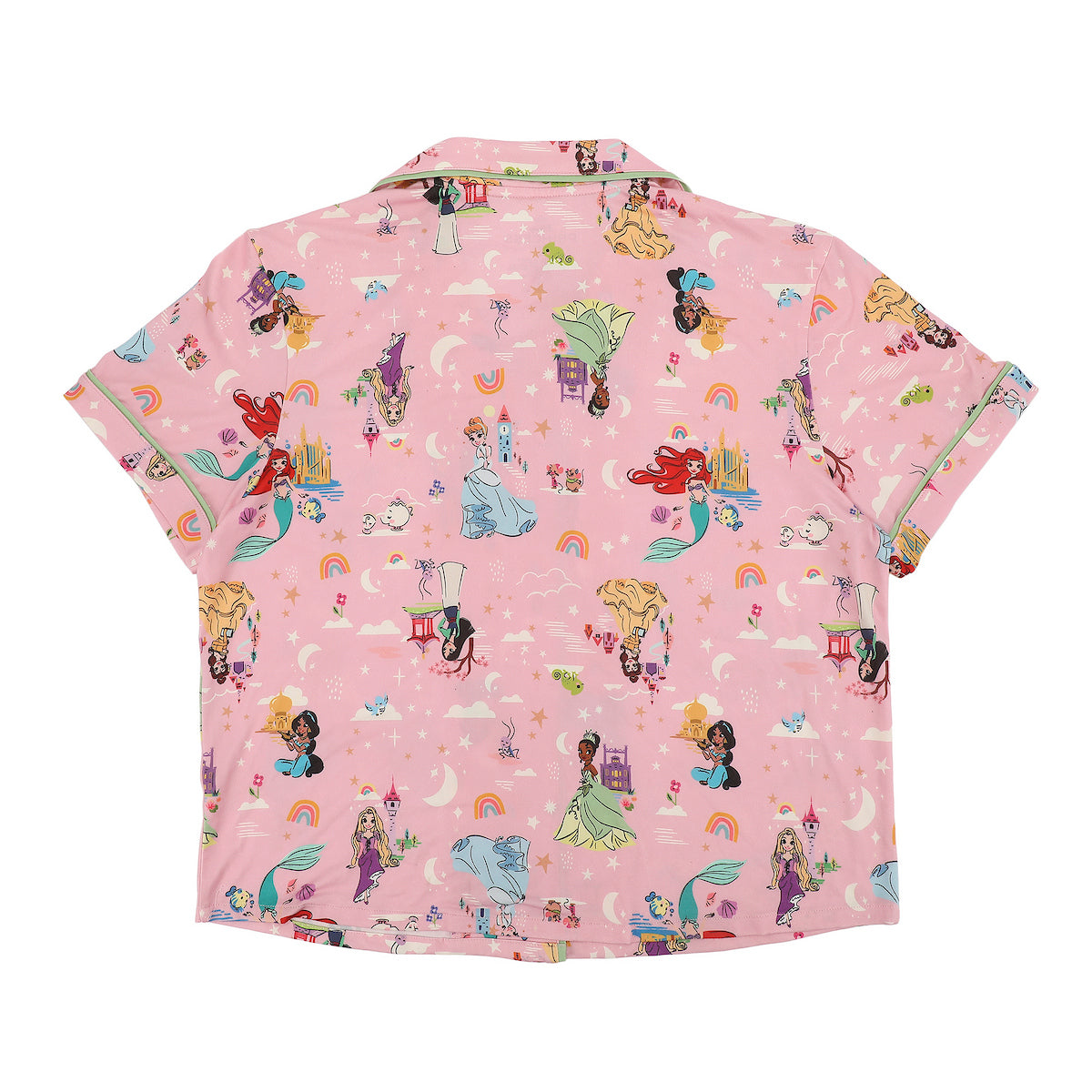 Disney Princesses Women's Notch Collar Button-Down Shirt and Shorts Sleepwear Set