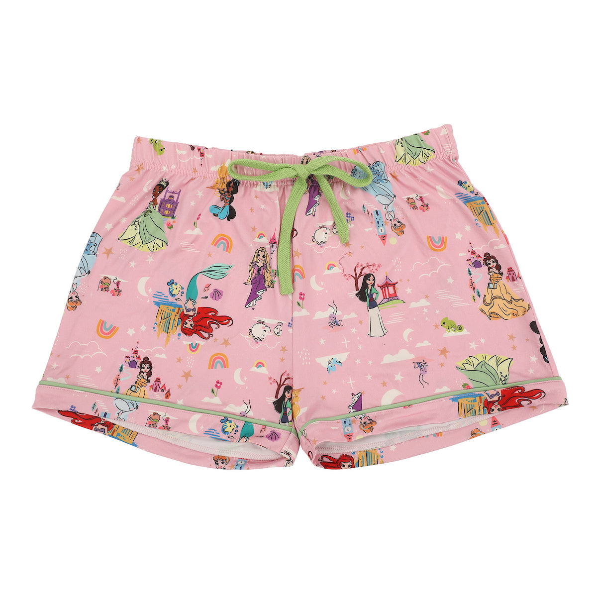 Disney Princesses Women's Notch Collar Button-Down Shirt and Shorts Sleepwear Set