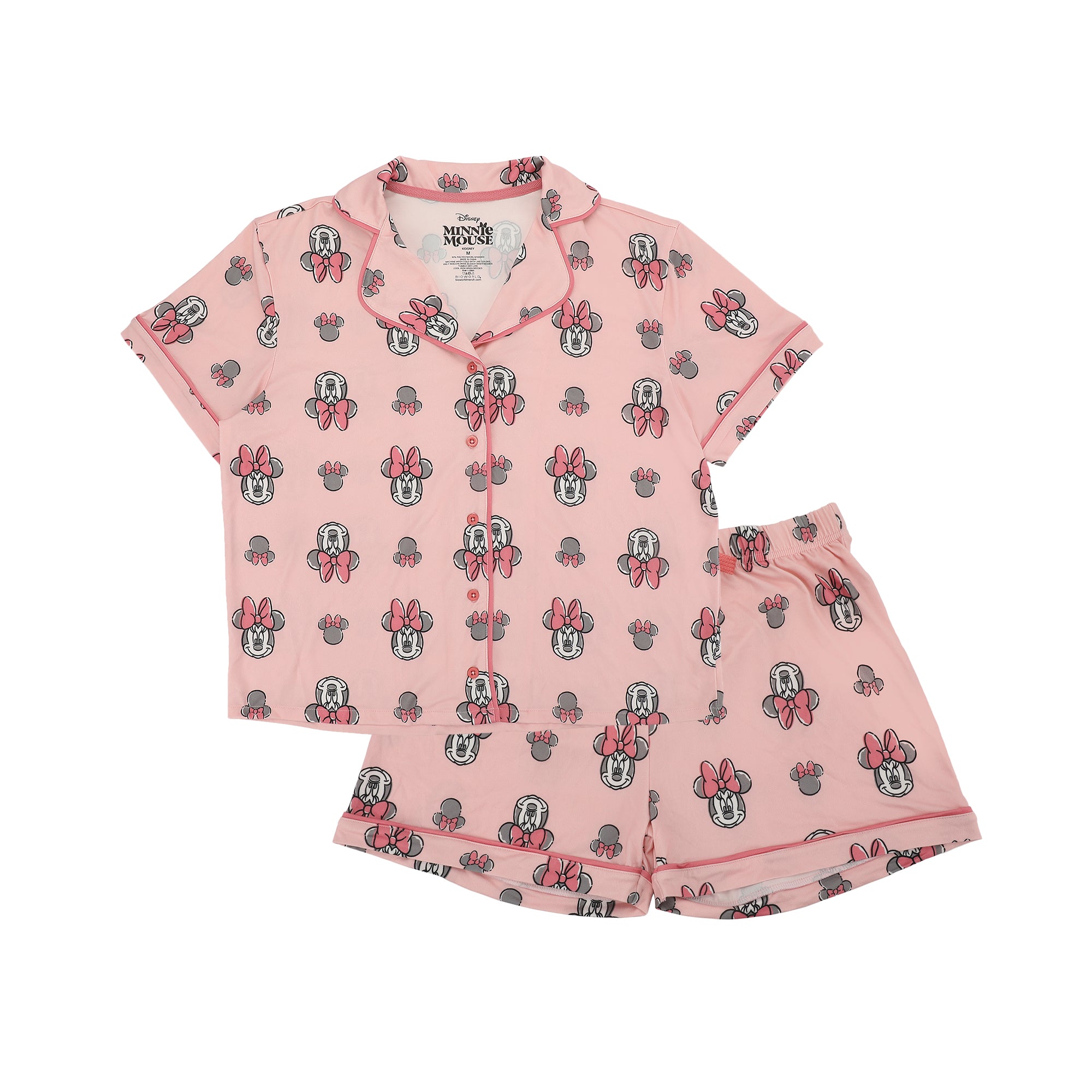 Disney's Minnie Mouse Women's Notch Collar Button-Down Shirt and Shorts Sleepwear Set