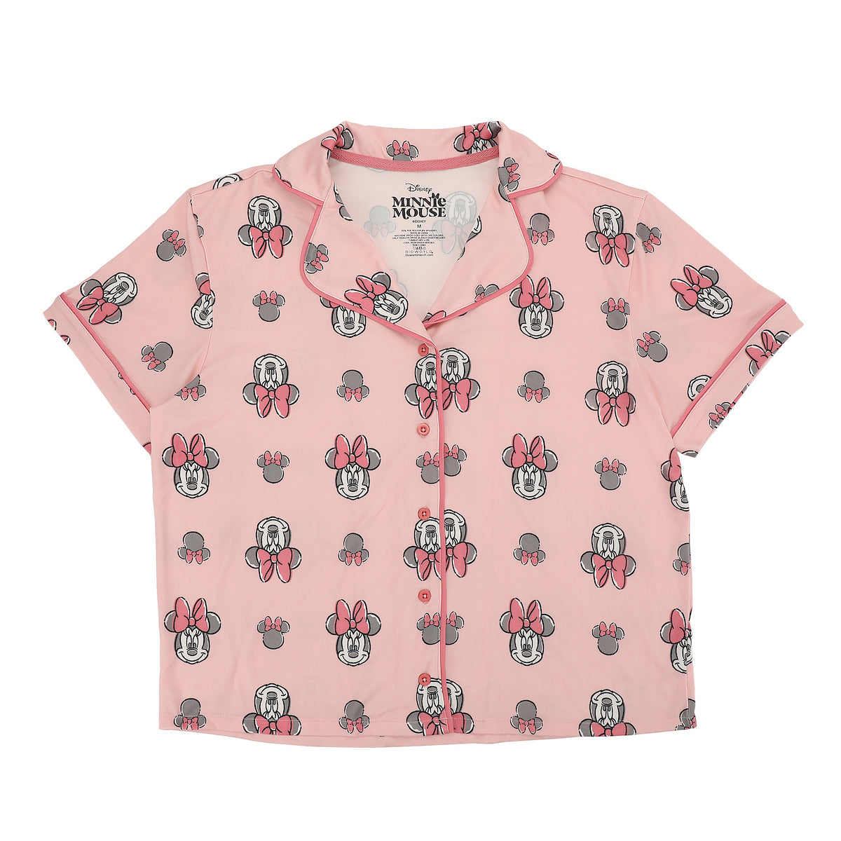 Disney's Minnie Mouse Women's Notch Collar Button-Down Shirt and Shorts Sleepwear Set