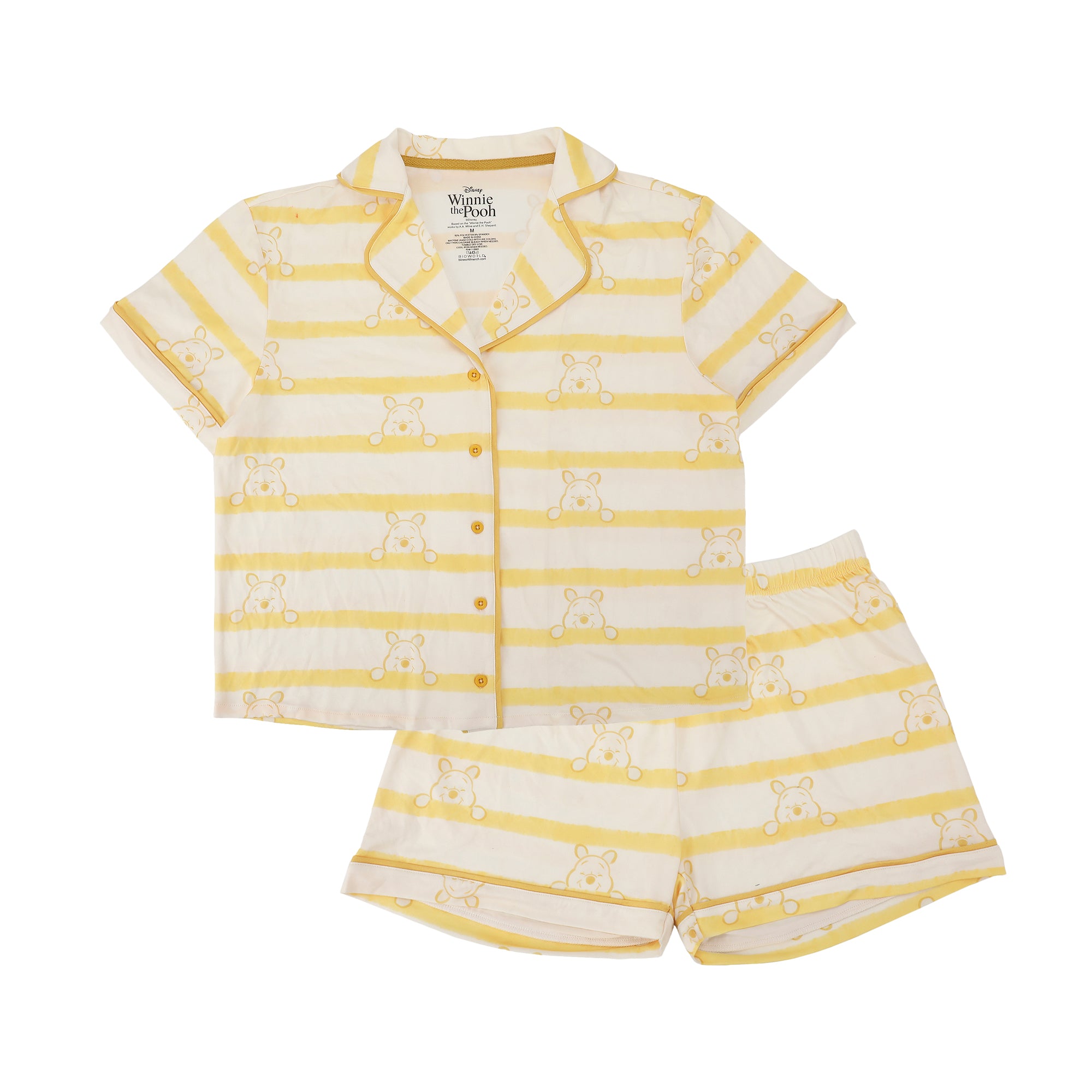 Disney's Winnie the Pooh Women's Notch Collar Button-Down Shirt and Shorts Sleepwear Set