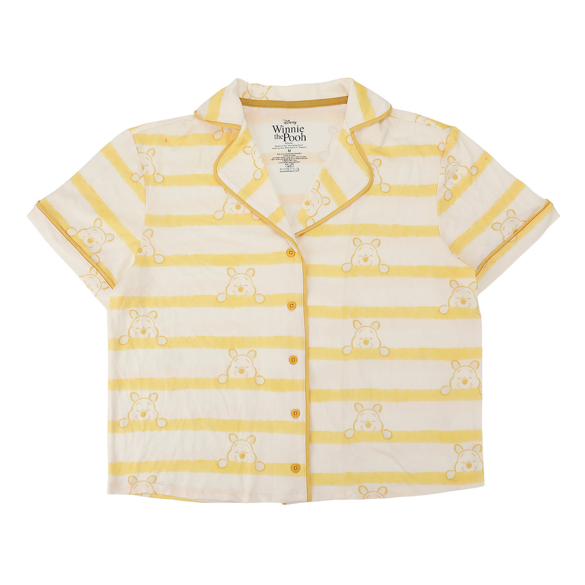 Disney’s Winnie the Pooh Women’s Notch Collar Button-Down Shirt and Shorts Sleepwear Set