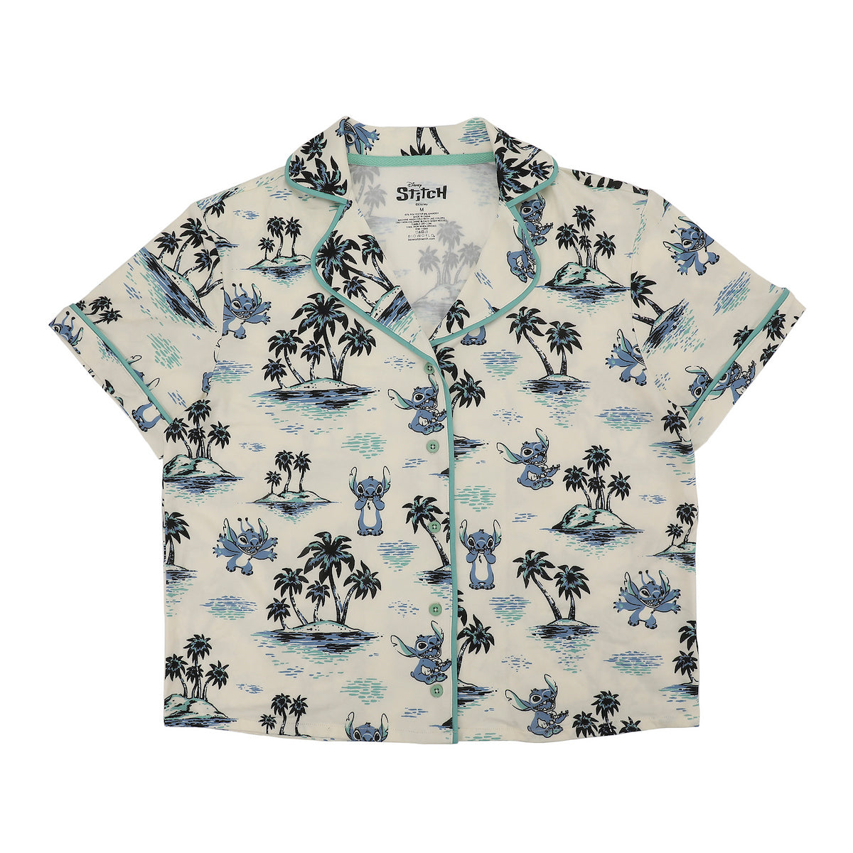 Disney’s Lilo & Stitch Classic Hawaii Women’s Notch Collar Button-Down Shirt and Shorts Sleepwear Set