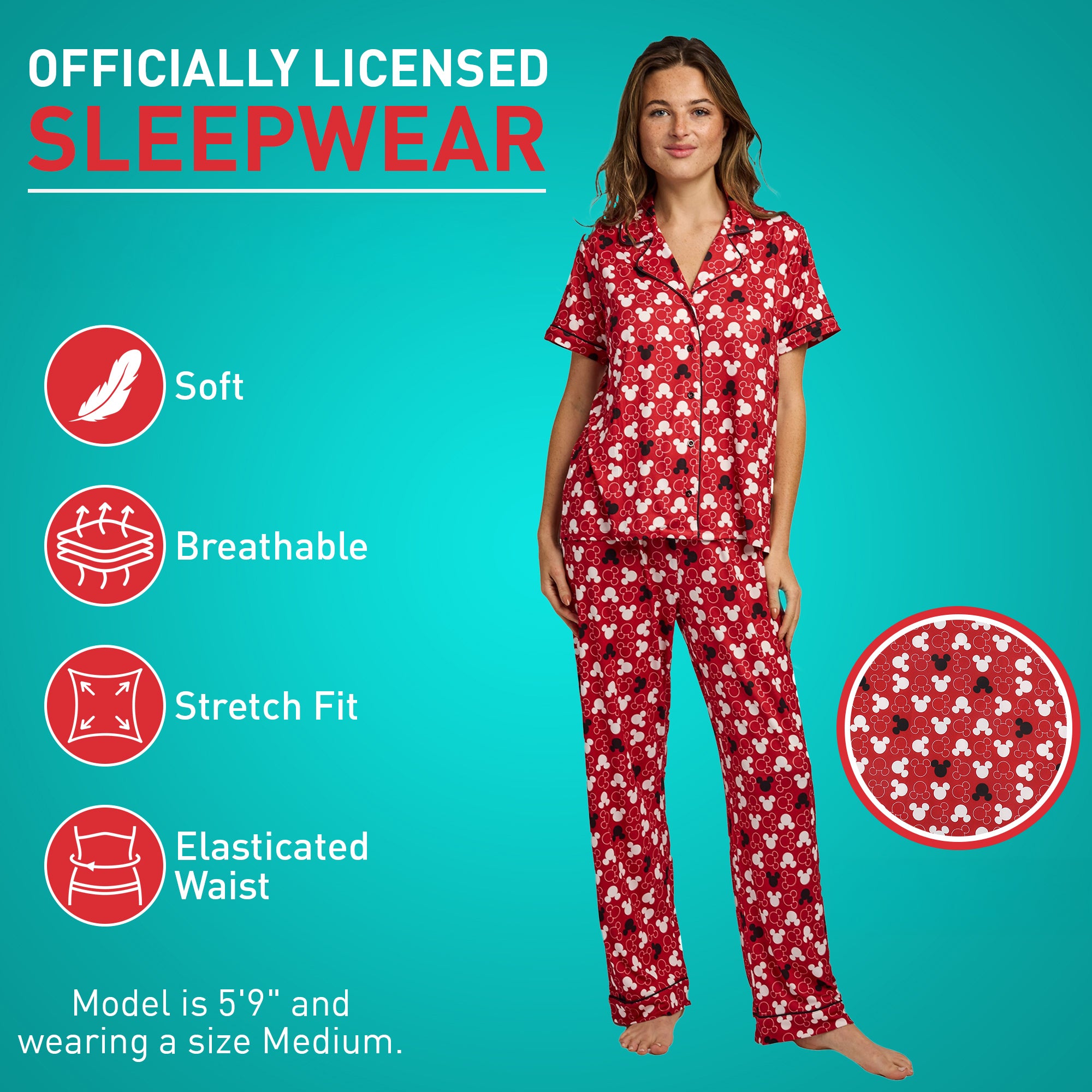 Disney Mickey Mouse Mickey Ears All-Over Print Women’s 2-Pack Pajama Set